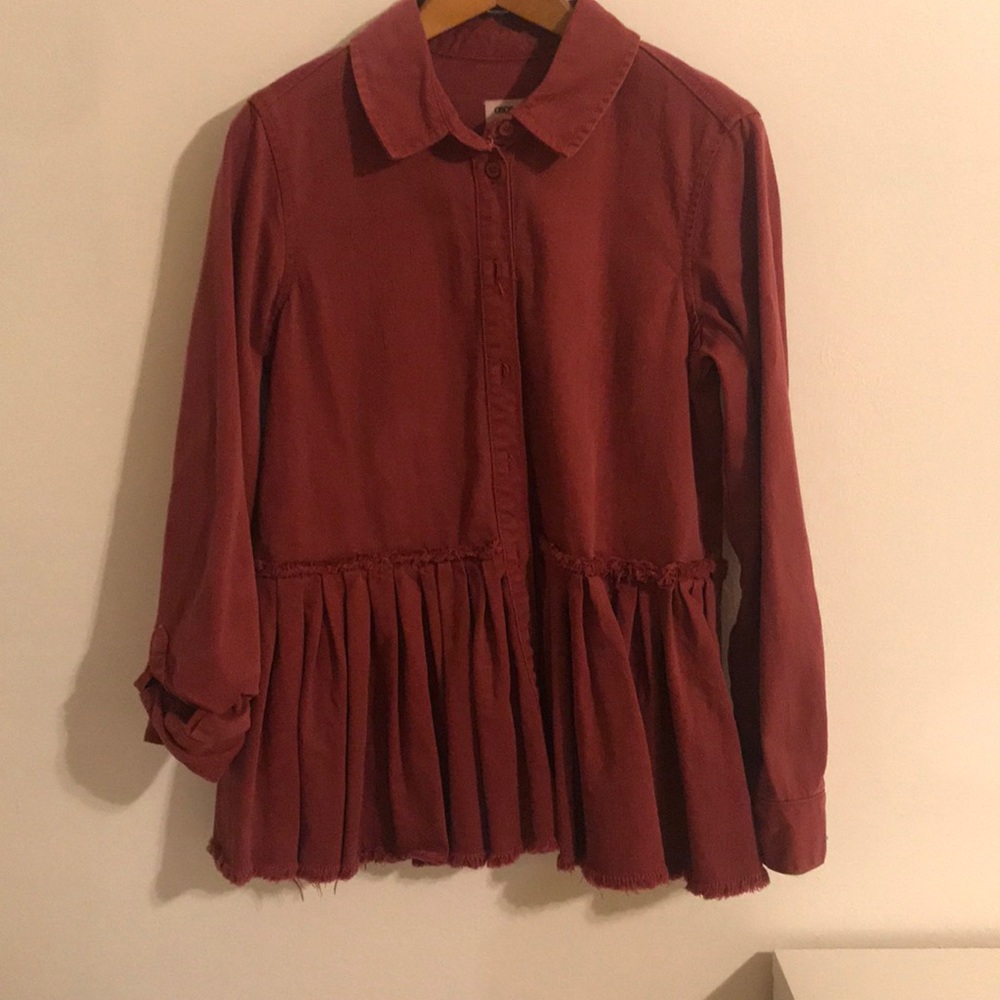 Burgundy denim pleated asos top!